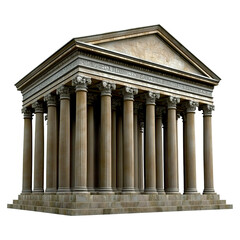 Obraz premium classic Roman style building monument with columns and pediment isolated on png transparent background
