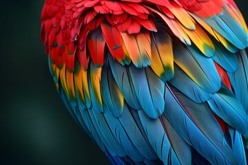 Obraz premium Vibrant Feathers of a Colorful Parrot Showcasing Nature's Artistry