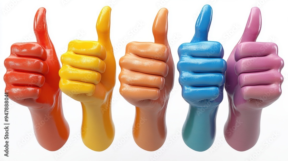 Poster 3d rendering set of funny cartoon character hands colorful clip art isolate3d on white backgroun3d t