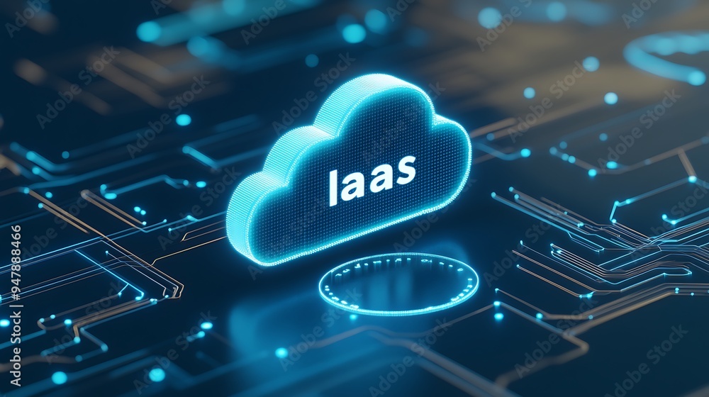 Poster 3d illustration of iaas (infrastructure as a service) cloud computing concept on a digital backgroun
