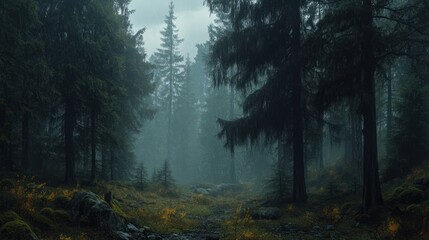 Obraz premium Misty Forest Path