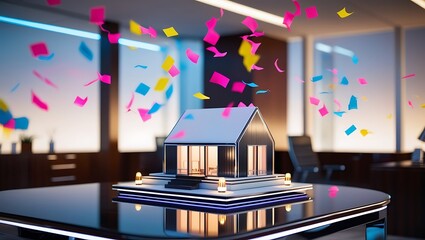 Real Estate Agency's Miniature House Model, Mortgage Contract and Property