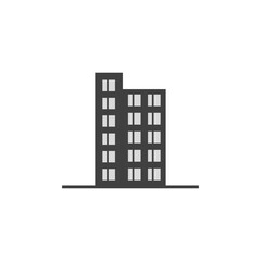 Tall residential buildings and houses. Vector icon.
