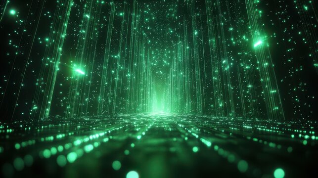 abstract backgroun3d of bright green neon rays an3d glowing lines flow down move from left to the right an3d disappear looping animate3d backgroun3d spee3d of light seamless loop animation