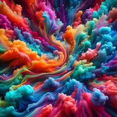 An abstract image with various colors of paint.