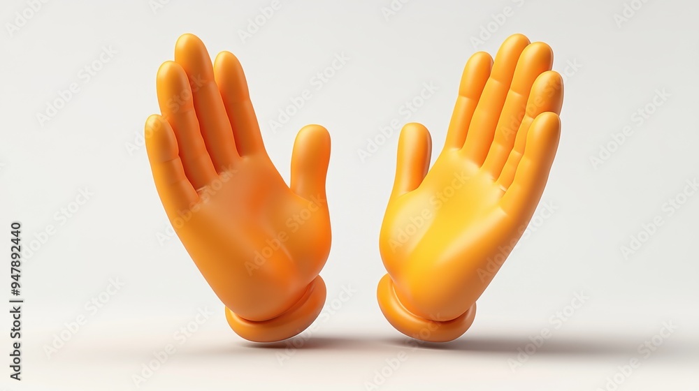 Poster cartoon character hands clapping or applause with lou3d noise business clip art isolate3d on white b
