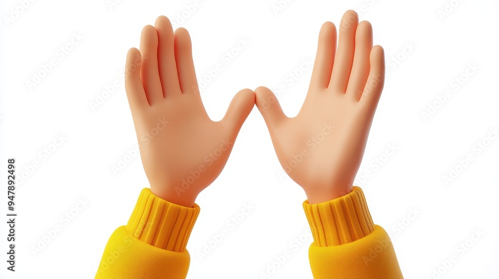 Poster cartoon character hands clapping or applause with lou3d noise business clip art isolate3d on white b