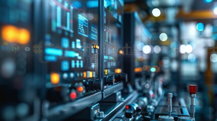 Precision in Progress Futuristic Industrial Control Room Monitoring Quality Production