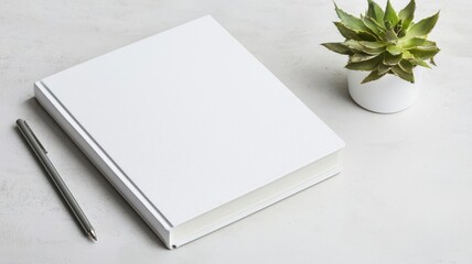 Plain hardcover book with customizable cover, placed on a clean desk, authorship and publishing concepts