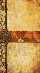 Vintage Ornament Background with Gold, Floral, and Crackled Design.