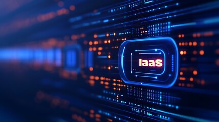 Fototapeta premium Close-up of infrastructure as a service (IaaS) concept on a digital screen with futuristic technology and data visualization.