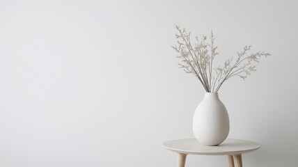 Simple ceramic vase on a modern side table, minimalist home decor mockup