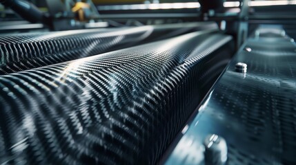 Precision in Motion CloseUp of CuttingEdge Carbon Fiber Weaving Machine for Advanced Material Manufacturing