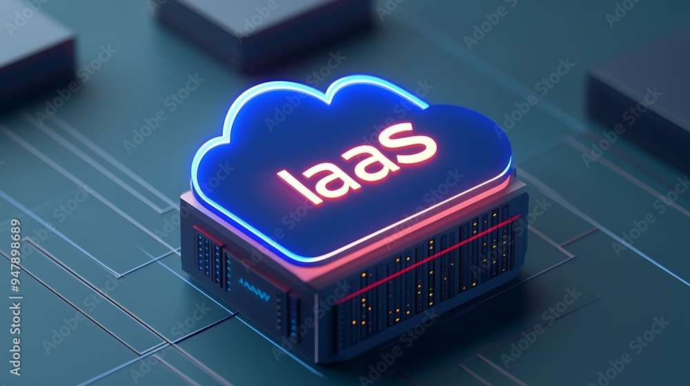 Poster cloud computing concept with iaas (infrastructure as a service) symbol, showcasing modern technology