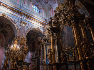 decorated icons inside Bernardine monastery in lviv old city