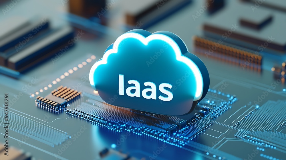 Aufkleber concept image of cloud computing infrastructure as a service (iaas) on a futuristic circuit board.