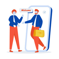 Business partnership online recruitment vector illustration