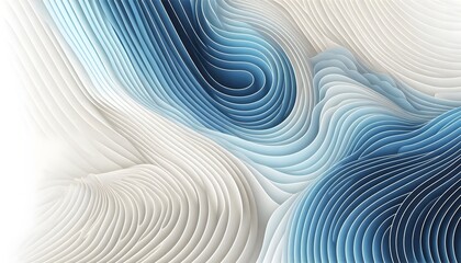 Obraz premium Abstract blue and white wave, curve patterns flowing through a soft landscape background with gentle light.