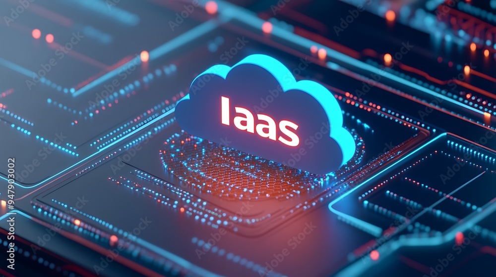 Aufkleber digital cloud infrastructure as a service concept with 3d illustration showing iaas technology on a 