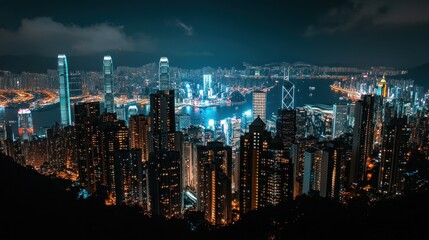 Obraz premium Hong Kong Night Skyline