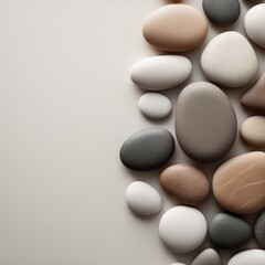 aesthetic background featuring an array of smooth pebbles arranged on a surface