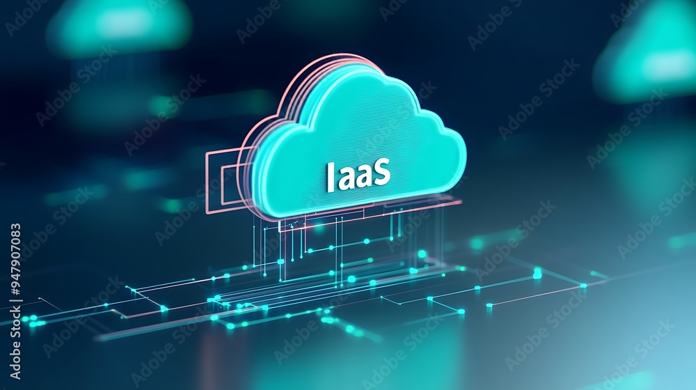 Poster digital representation of a cloud labeled iaas, illustrating cloud computing and infrastructure as a