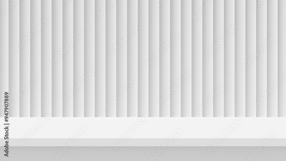 Poster white ripple background. 3d background with white table empty space for product or text. 3d renderin