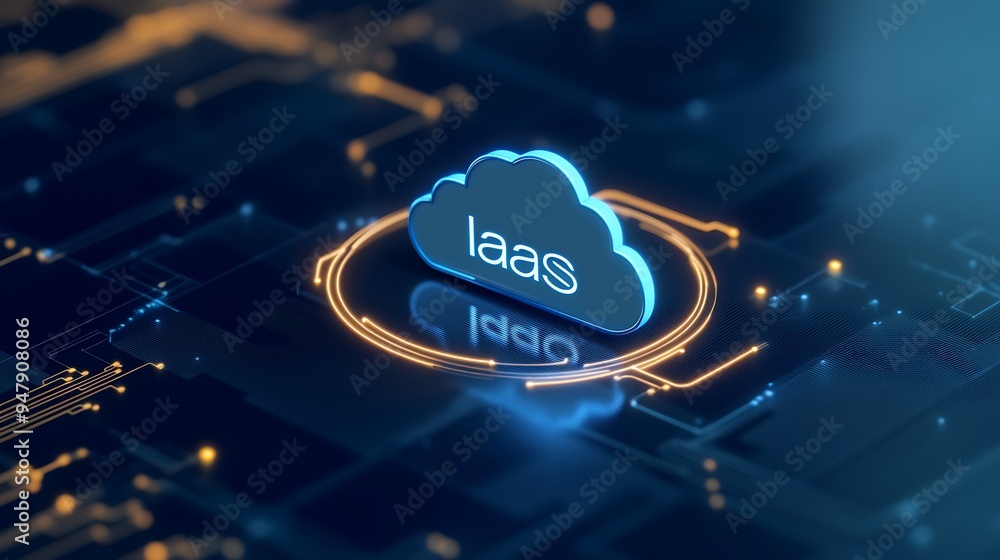 Poster digital representation of iaas in cloud computing technology, illustrating the infrastructure-as-a-s