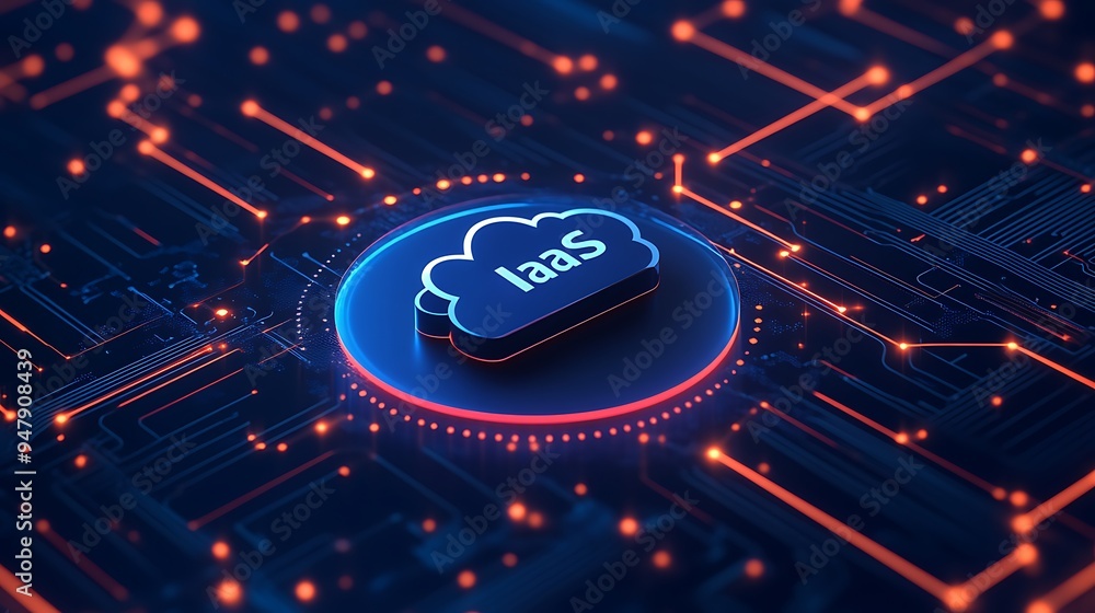 Aufkleber digital representation of iaas (infrastructure as a service) concept with a cloud symbol and glowing
