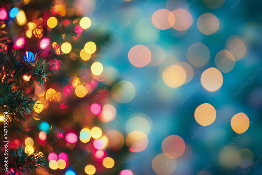 Aufkleber christmas tree with lights on it. the lights are in different colors and are scattered all over the 