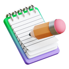 Notebook with a pencil 3D Icon