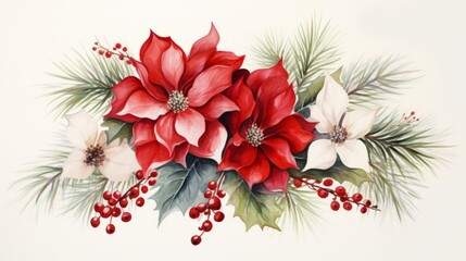 Obraz premium watercolor christmas White background scene Generative AI