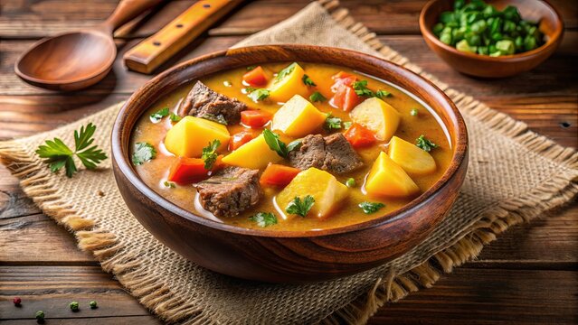 Traditional brazilian soup mandioca stew with cassava and beef, a flavorful delight, brazilian, soup, stew, traditional