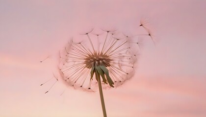 Dandelion Flower Pink Floating Seeds Peaceful Natural Setting Tranquil Spring