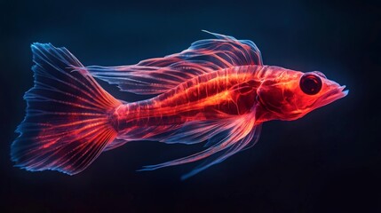 Fototapeta premium Crimson Dragonfish in Ocean Abyss