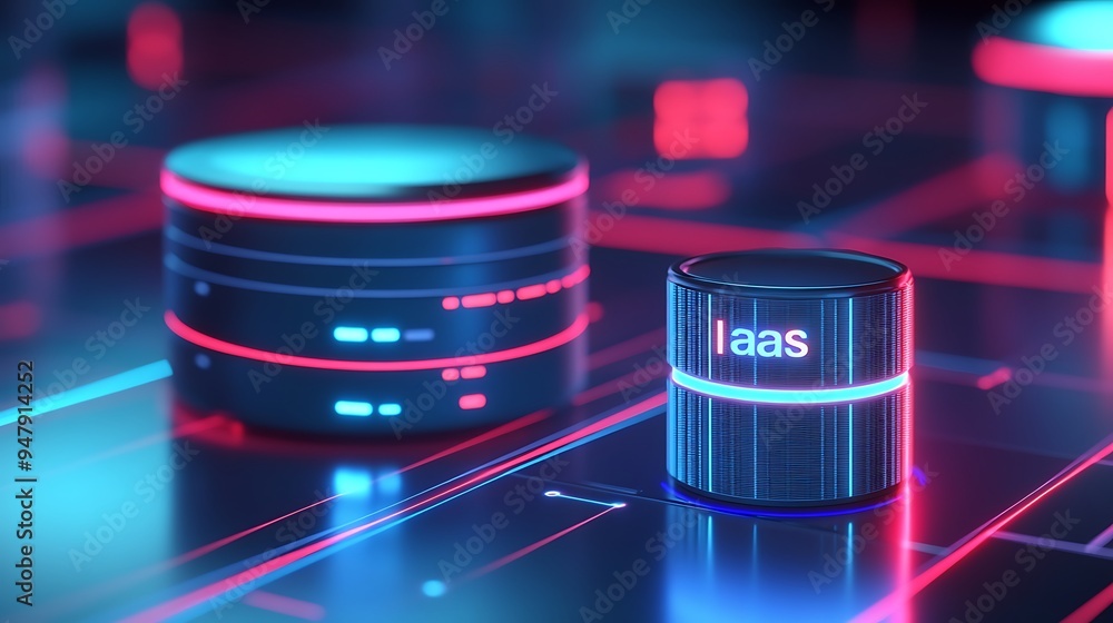 Poster futuristic glowing server infrastructure representing advanced data storage technology and innovatio