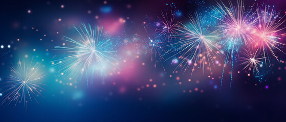 Fototapeta premium Abstract colored firework background with free space for text