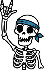 rock skull illustration hand drawn style for commercial use