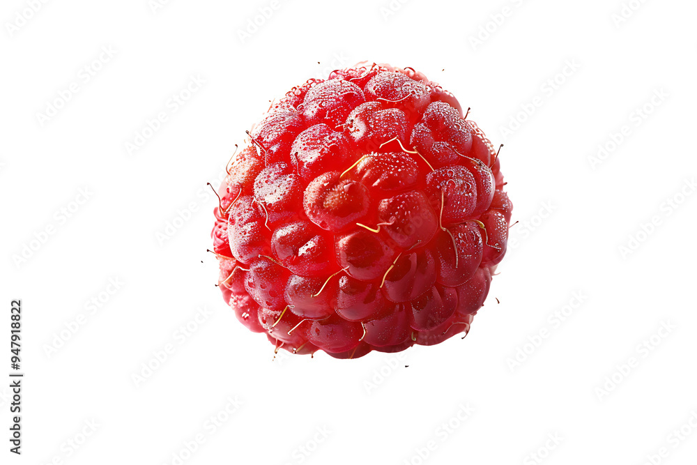 Poster fresh ripe red raspberry isolated on a transparent background