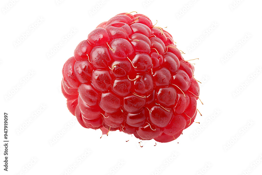 Poster fresh ripe red raspberry isolated on a transparent background