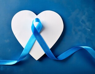 National Foster Care Month awareness concept with symbolic blue ribbon and heart
