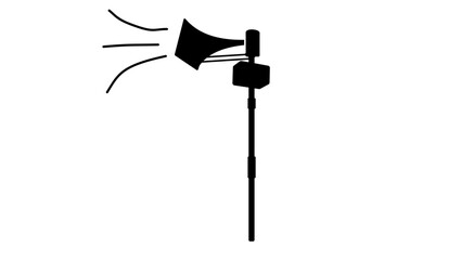 Air raid siren, black isolated silhouette 