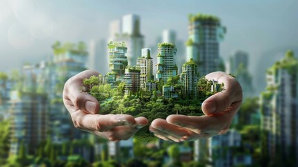 Green Future EcoFriendly Cityscape with Sustainable Architecture and Renewable Energy