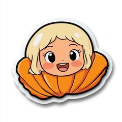 Cute Cartoon Girl in a Seashell