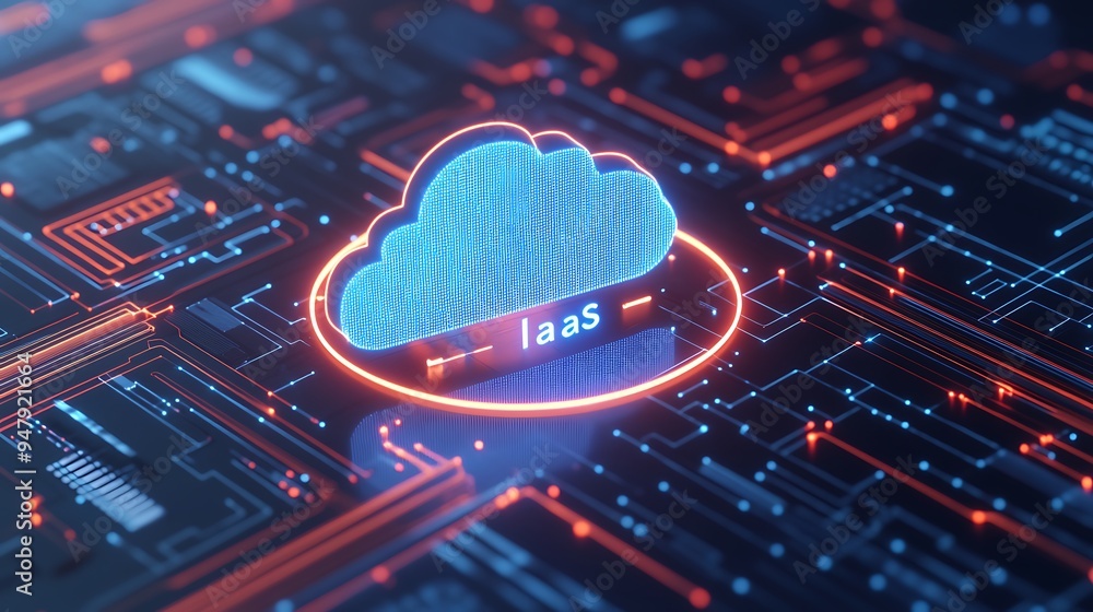 Poster visual representation of infrastructure as a service (iaas) cloud computing concept, showcasing a cl