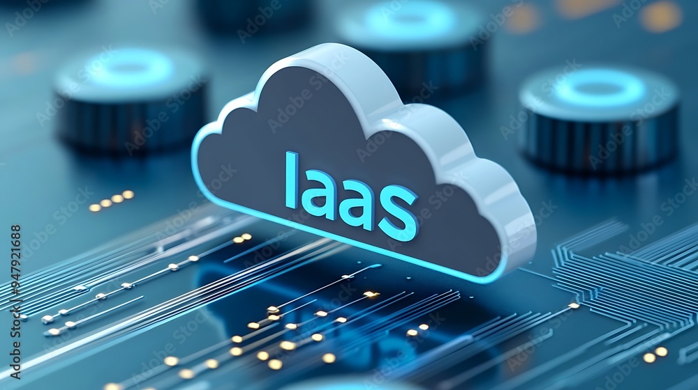 Poster visual representation of infrastructure as a service (iaas) in cloud computing, showcasing technolog