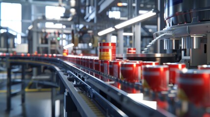 Fototapeta premium Automated Pet Food Production Line Precision and Efficiency in Motion