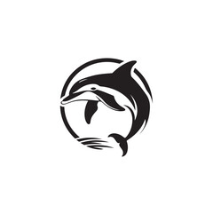 Dolphin Logo Stock Illustrations,. Black and white Dolphin Logo design logo vector