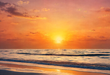 Fototapeta premium Sunset Radiance Over the Serene Ocean