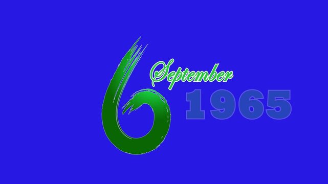Pakistan Defiance Day 6 September 1965 Motion Effects, Pakistan Flag and Insolated Blue Screen